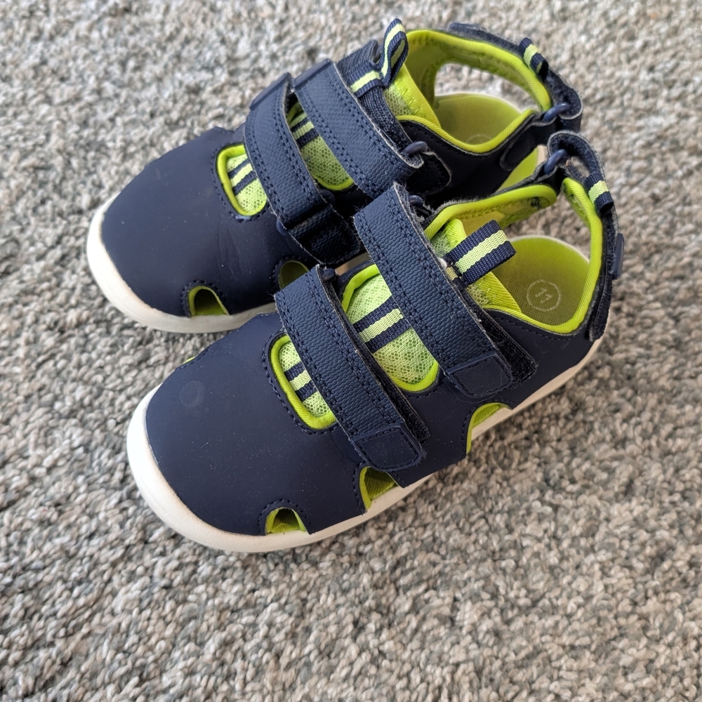 Cat & Jack Navy and Lime Kids Sandals